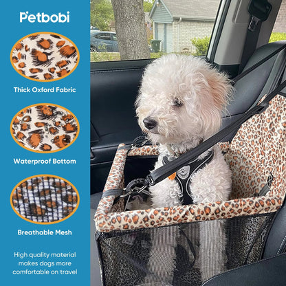 Dog Car Seat Booster Small Pet Puppy Medium Cat Doggie Safety, Leopard Print