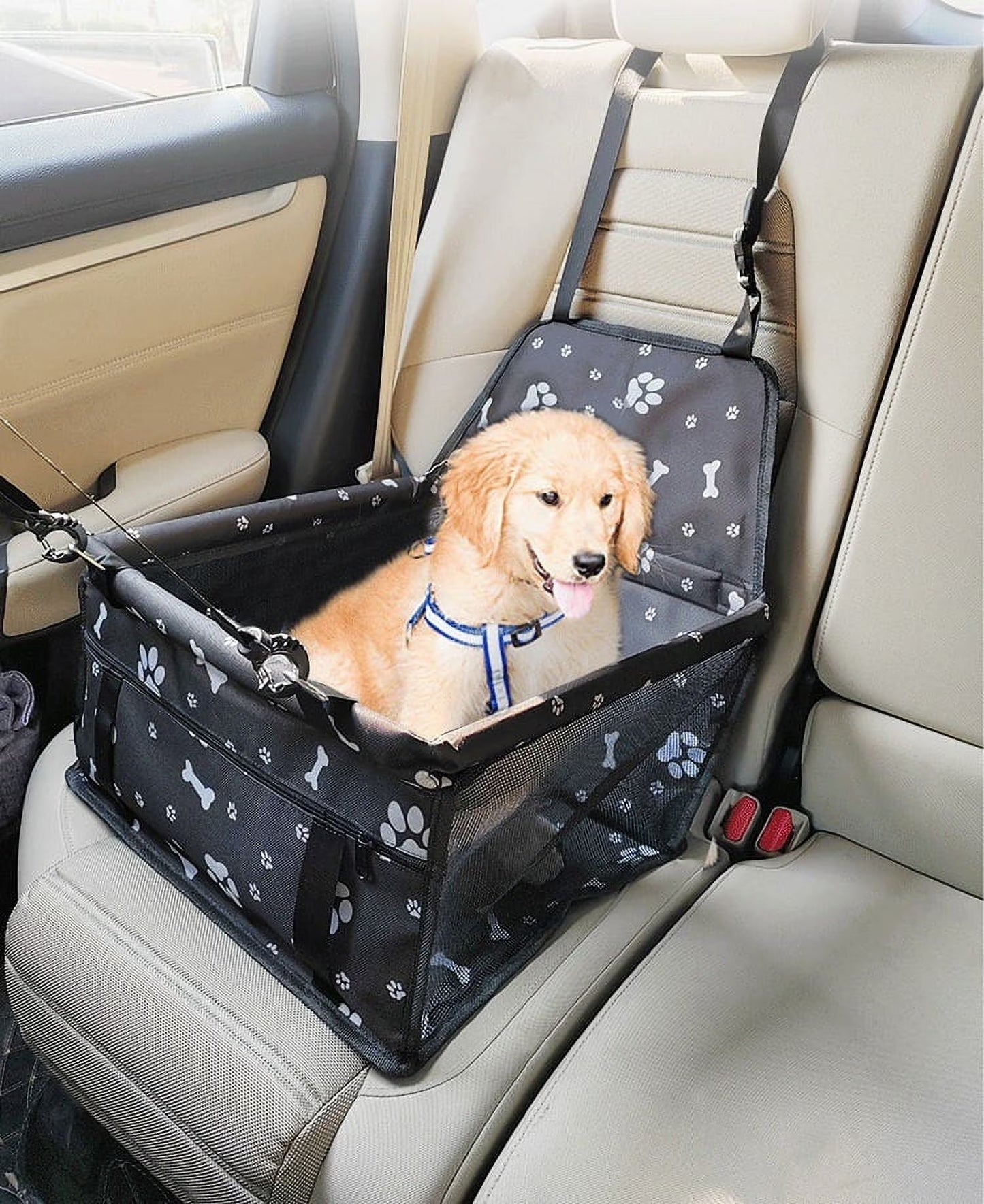 Pet Dog Cat Car Seat Booster for Small & Medium Pets, Portable Breathable Foldable Pet Carrier Seat Safety Anti-Collapse for Travel with Seat Belt, Dark Gray