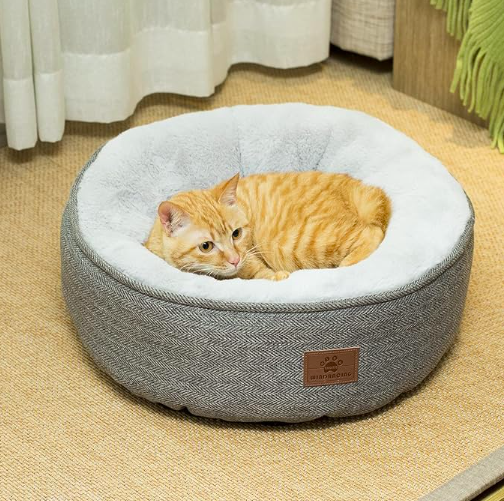 Round Cat and Dog Bed | Washable Pet Bed