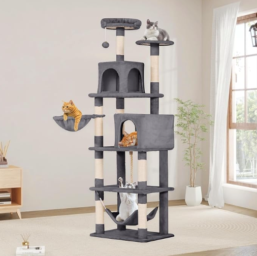 68-Inch Cat Tree for Indoor Cats | Multi-Level Cat Tower with 8 Scratching Posts